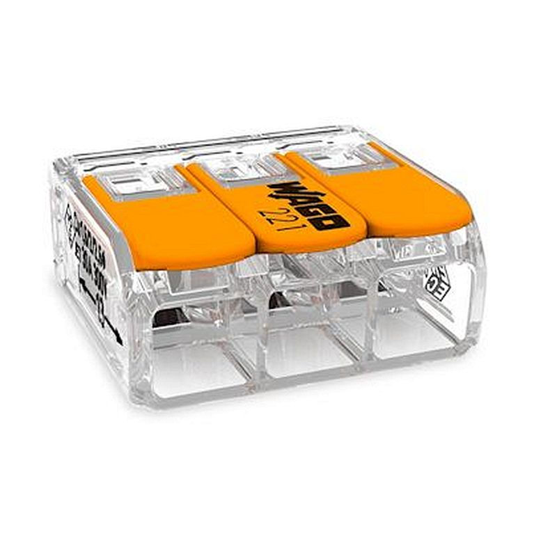 Borne WAGO 221 3x6mm² à leviers souple & rigide