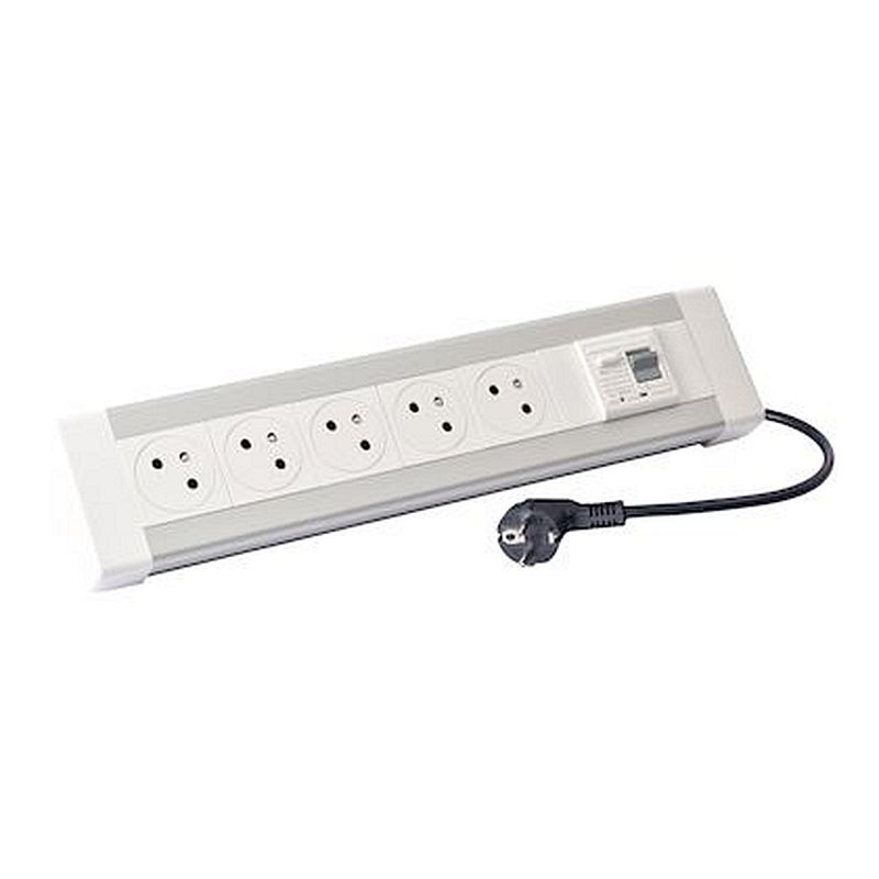 Bloc bureau 5x2P+T + disjoncteur différentiel 16A 30mA et cordon