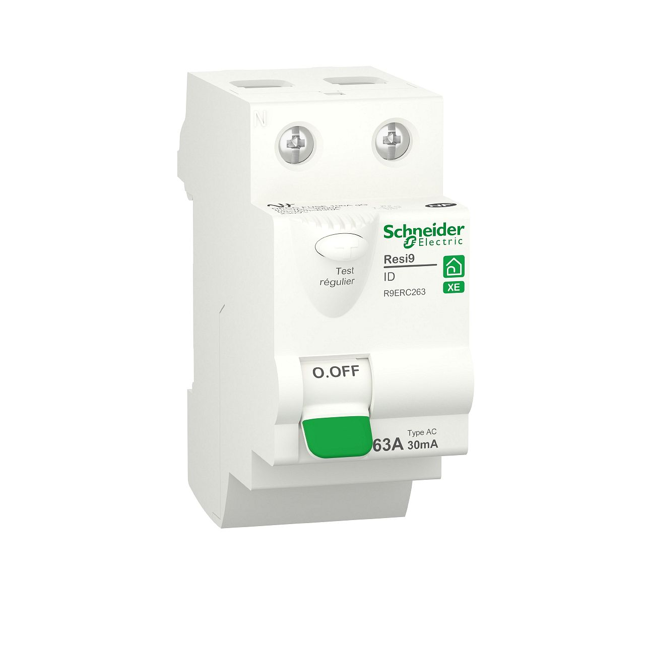 Resi9 XE - interrupteur différentiel - 2P - 63A - 30mA - Type AC - embrochable
