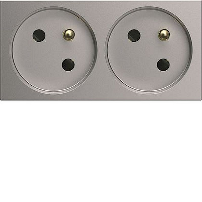 Prise de courant double speciale goulotte gallery 2P+T 16A titane