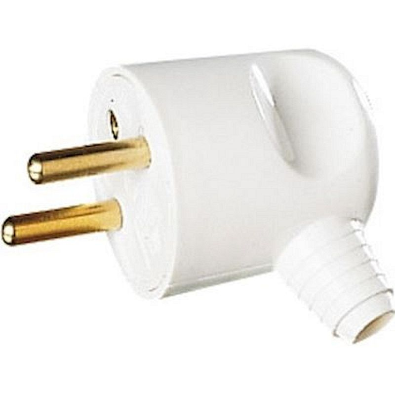 Fiche mâle 16A 2P+T sortie latérale blanc