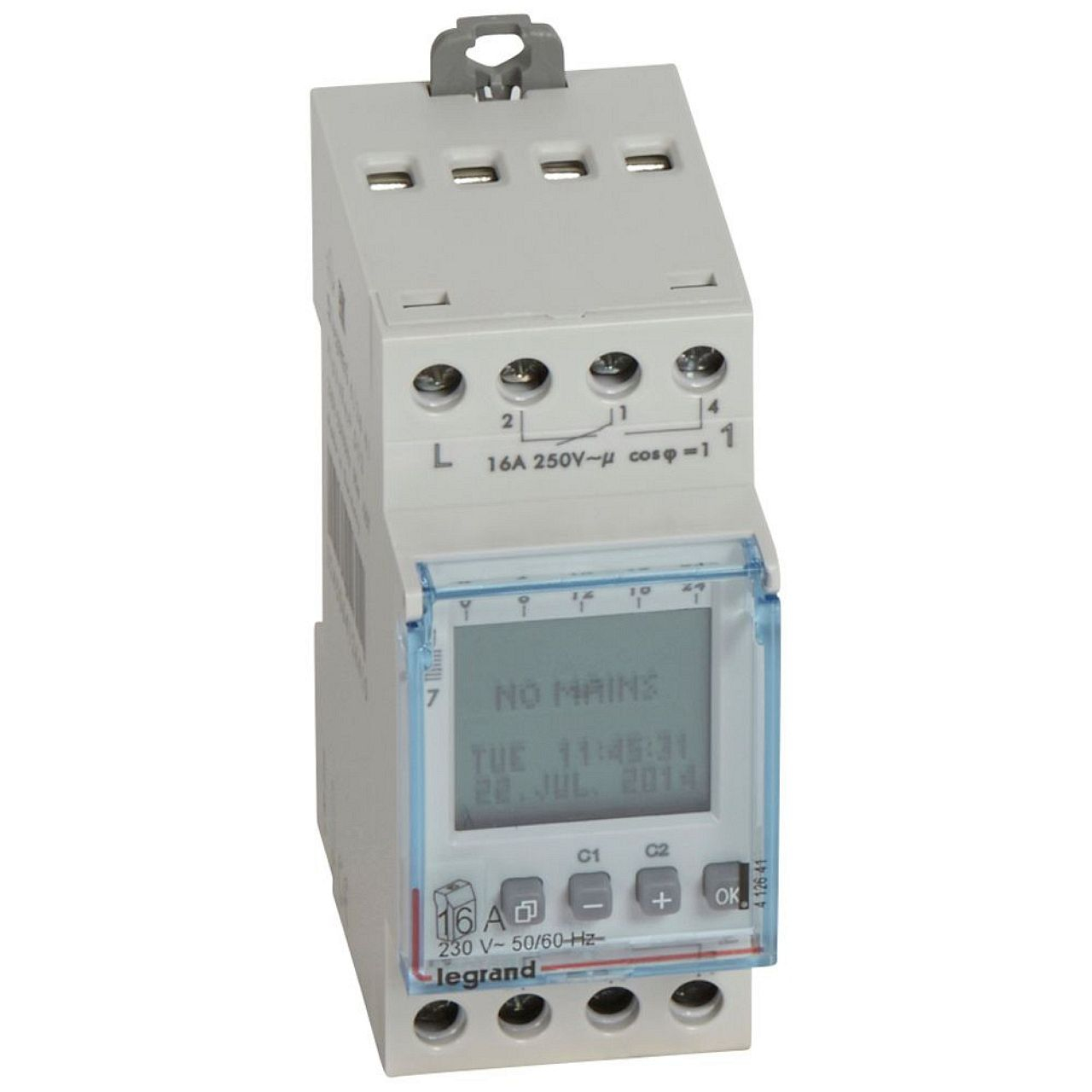 Inter horaire digital modulaire programmable jour/hebdo - 2 sorties 16A - 230V~