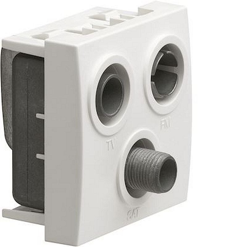 Systo prise TV+FM passage/terminale 15dB 2 modules Blanc