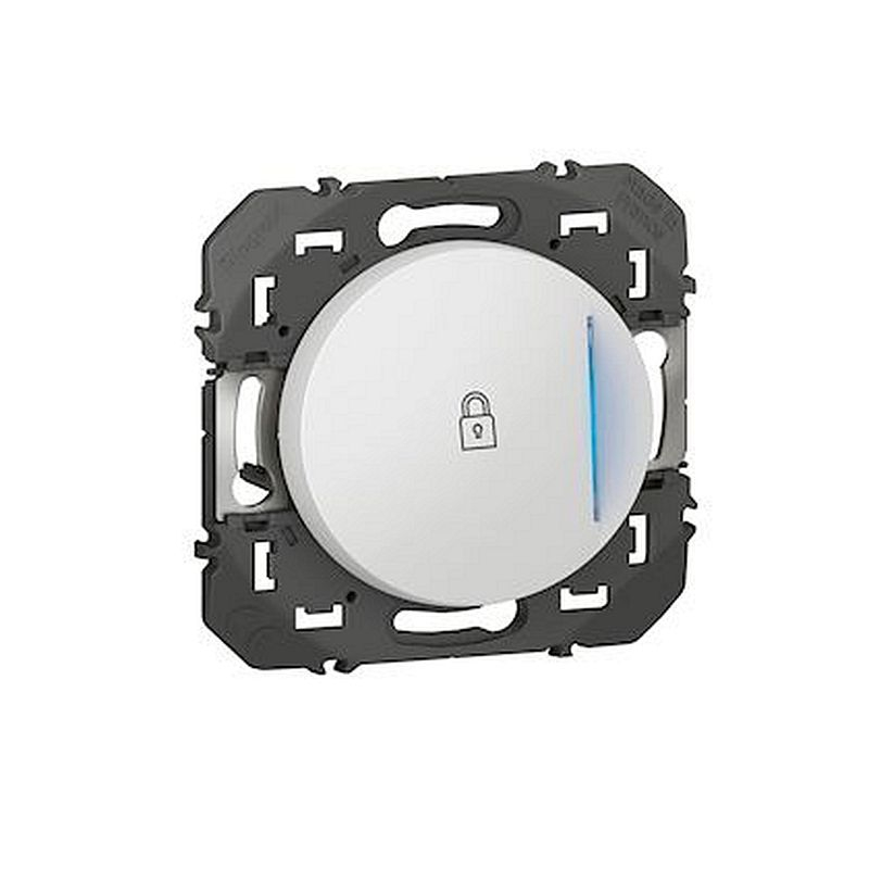 Poussoir simple à voyant lumineux marquage cadenas dooxie 6A 250V~ blanc