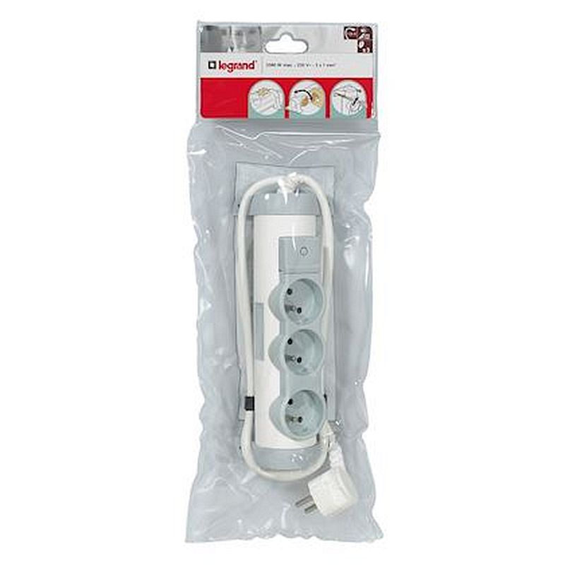 Rallonge multiprise confort - bloc de prises rotatif - 3x2P+T - cordon 1,5 m