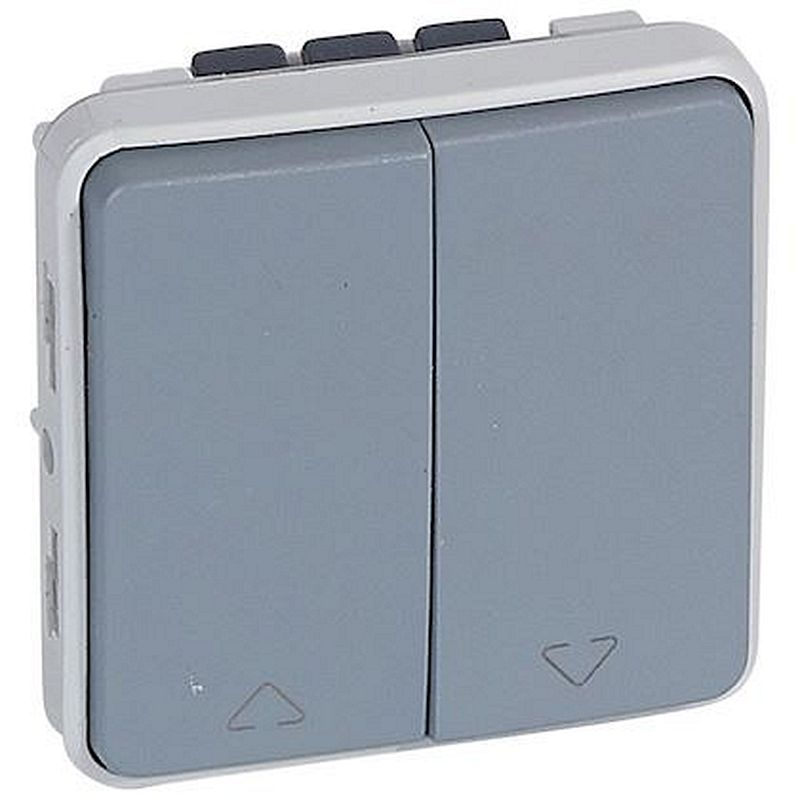 Double inter ou va-et-vient pour volets roulants Plexo composable IP55 10A -gris
