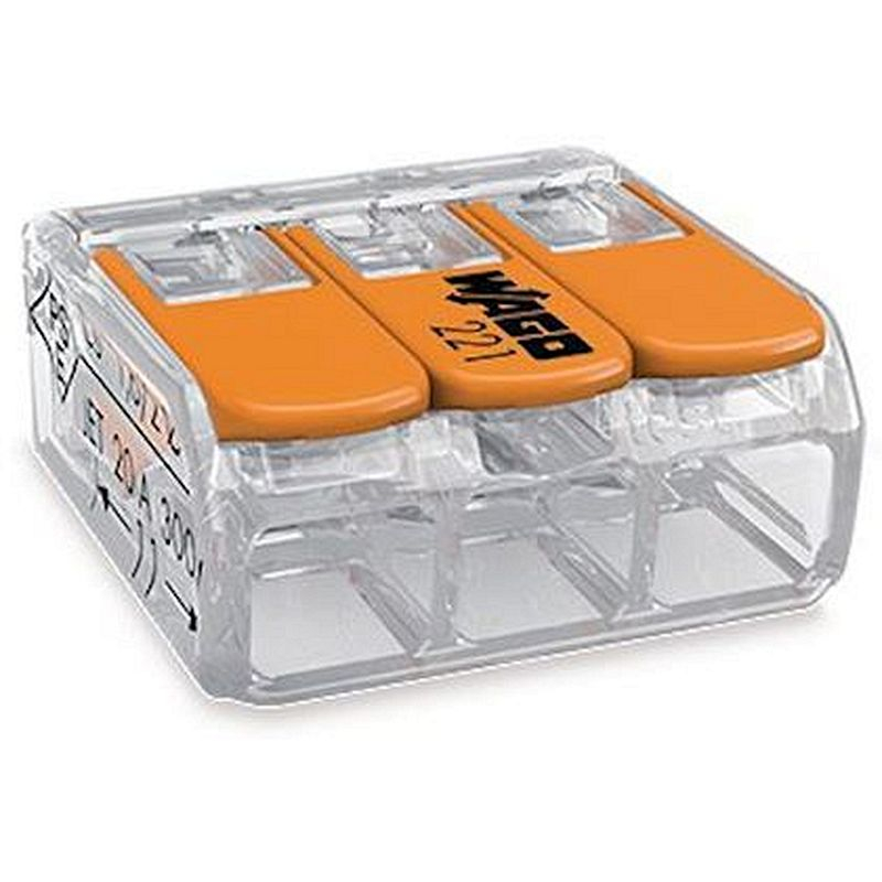 Borne WAGO 221 Mini 3x4mm² à leviers souple & rigide