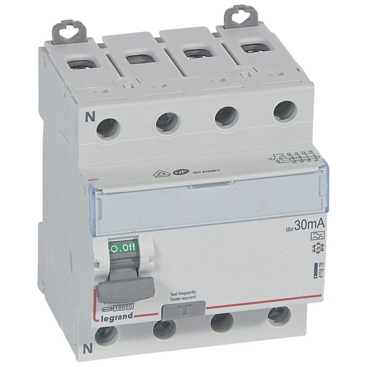 Interrupteur différentiel DX³-ID haut/bas vis - 4P 400V~ 100A typeA 30mA -4 mod