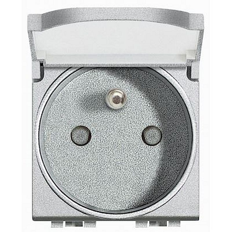 Prise de courant 2P+T couvercle Livinglight à bornes à vis - Tech - 2 modules